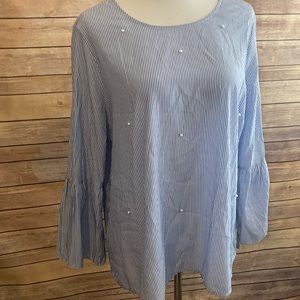 🎈Sale🎈NWOT Apt. 9 Striped Blouse With Pearl Details